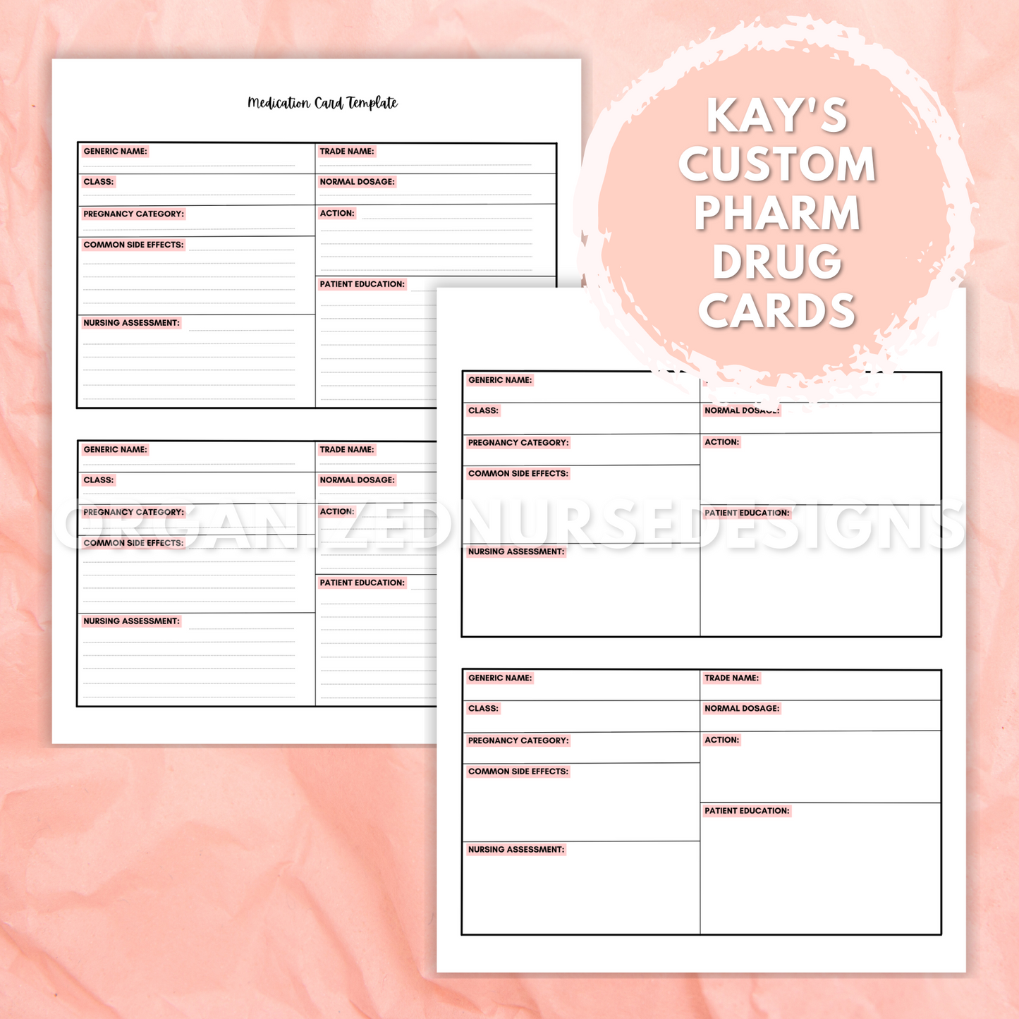 custom nurse report sheet, pharmacology template, nursing study template
