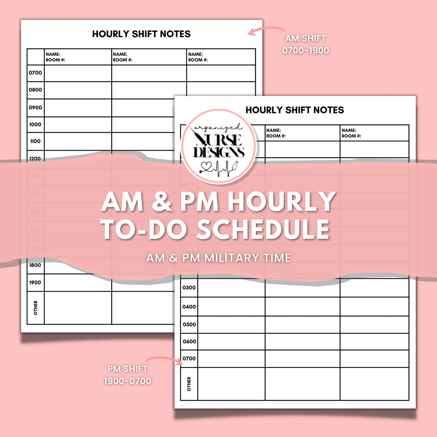 2 or 4-Patient Nurse Report Sheet with Hourly To-Do Sheet for Nursing Students by OrganizedNurseDesigns