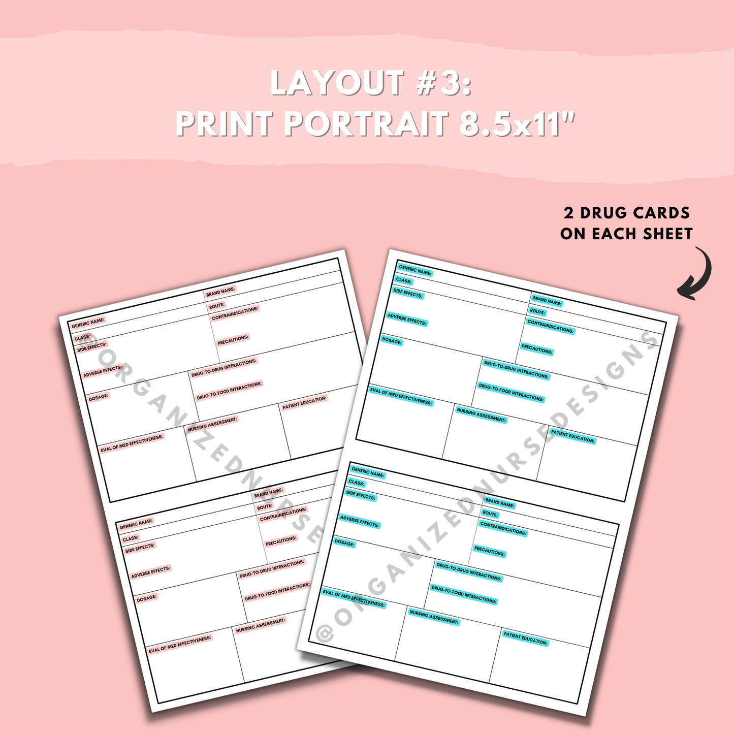 Drug Cards Pharmacology Bundle for Nursing Students by OrganizedNurseDesigns