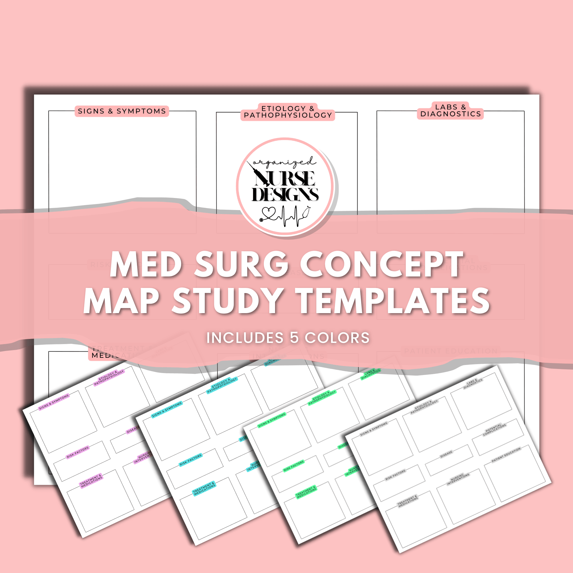 Nursing School Study Template, Med Surg Nursing Concept Map, Printable