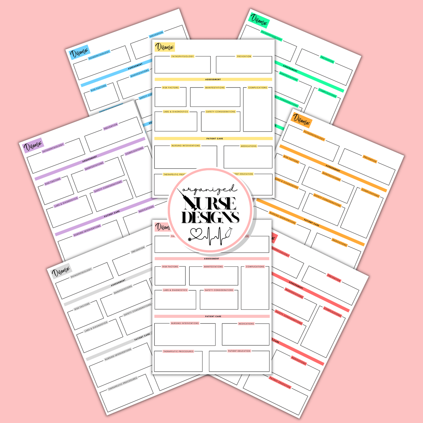 Med Surg Pathophysiology Disease Templates for Nursing Students by OrganizedNurseDesigns