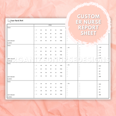 custom nurse report sheet, pharmacology template, nursing study template