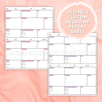 custom nurse report sheet, pharmacology template, nursing study template