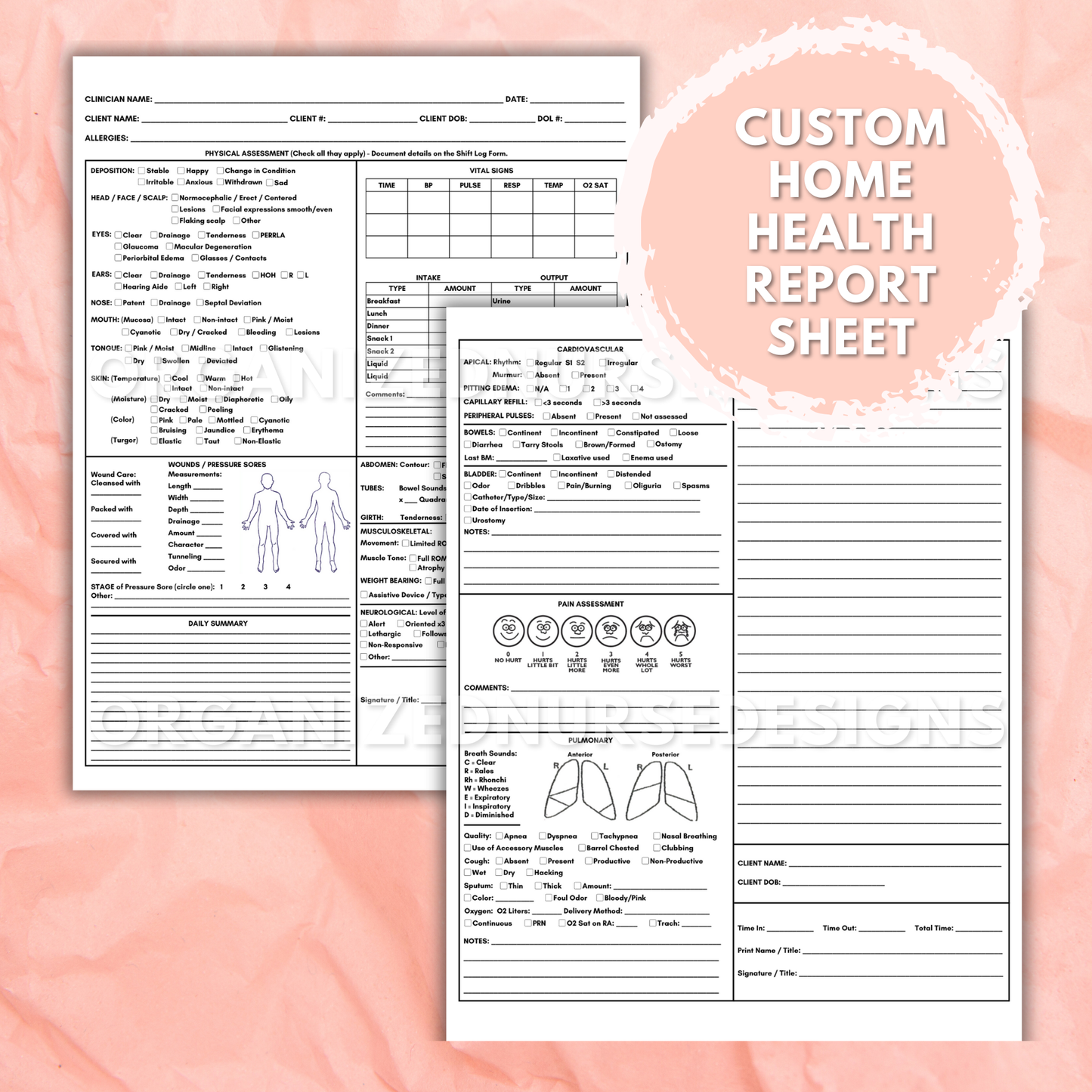 Custom Printable Nursing Template: Concept Map, Nurse Report Sheet or Pharm Template