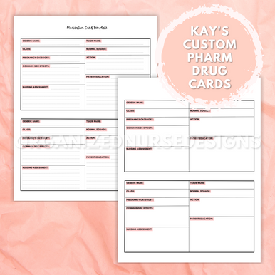 custom nurse report sheet, pharmacology template, nursing study template