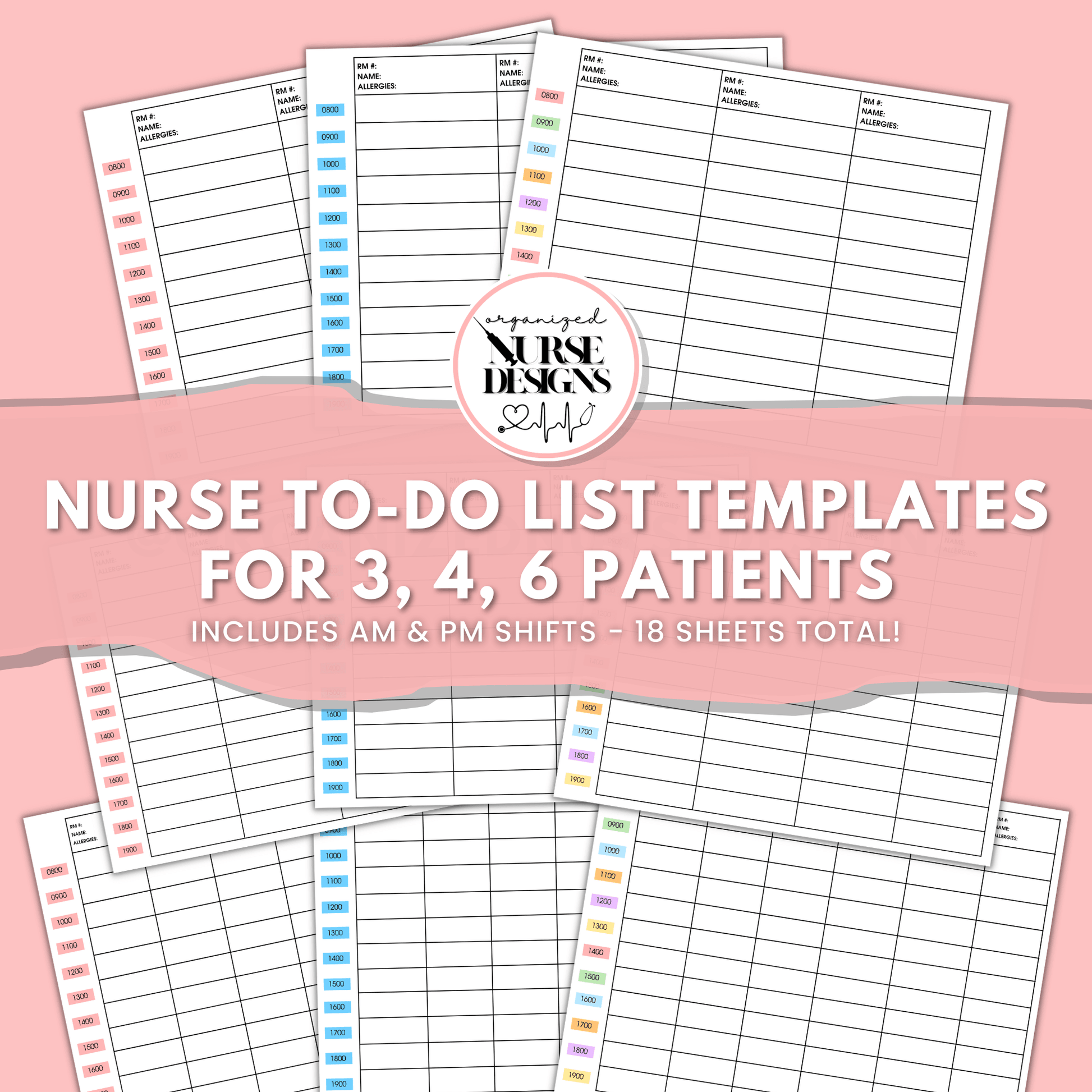 Nursing Hourly To Do List Template for 3, 4, 6 Patients, Nurse Report Nursing Hourly To Do List Template for 3, 4, 6 Patients, Nurse Report