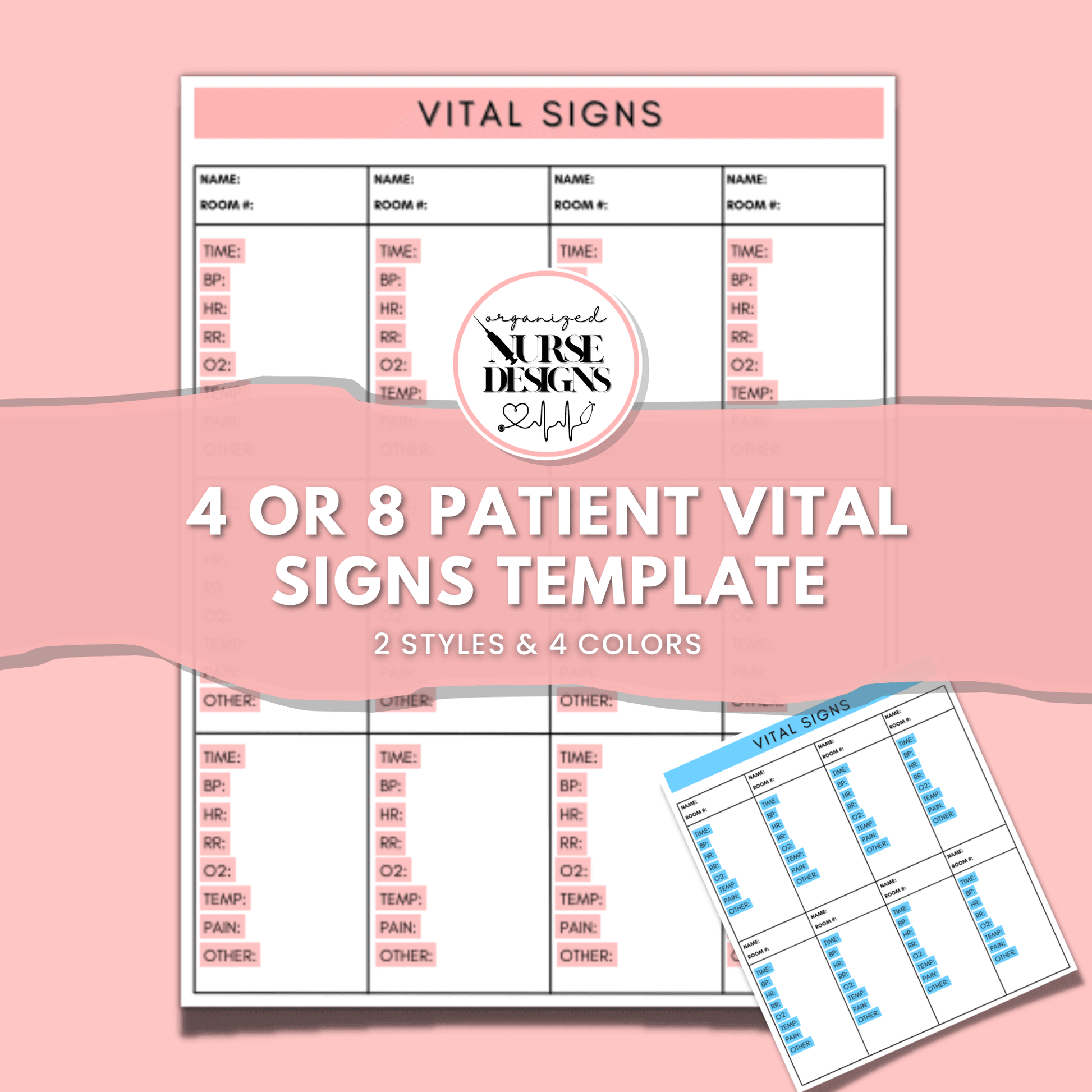Nursing Vital Sign Sheet for 4 or Patients, Nurse Report Sheet – OrganizedNurseDesigns nursing-vital-sign-sheet-for-4-or-patients-nurse-report-sheet-organizednursedesigns