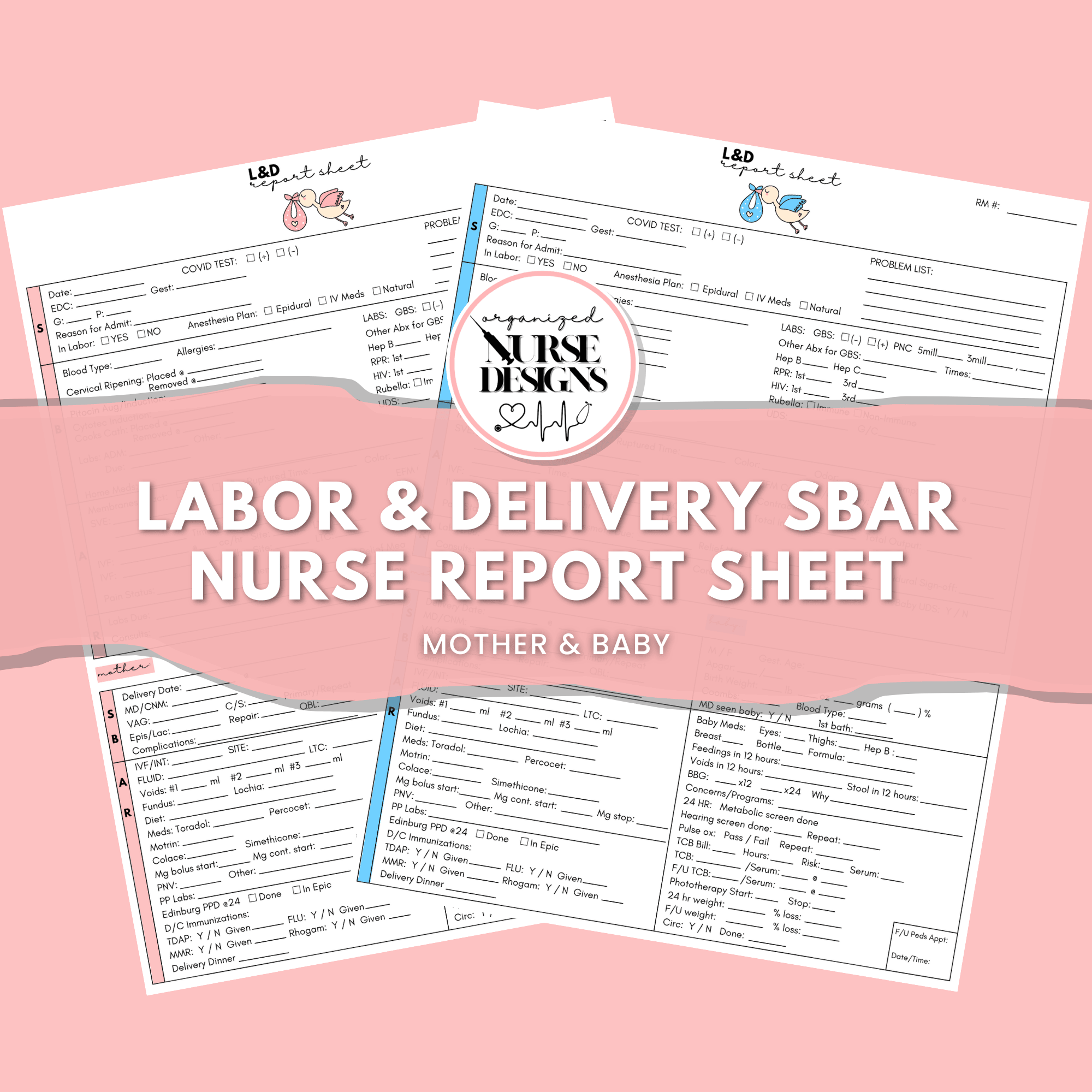 SBAR Labor and Delivery Nurse Report Sheet | OB/Maternity | Postpartum