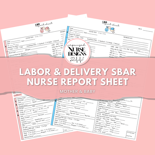 SBAR Labor and Delivery Nurse Report Sheet | OB/Maternity | Postpartum