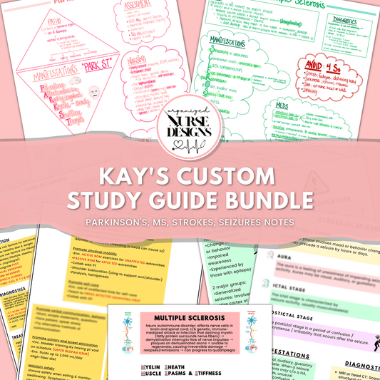 parkinson's, multiple sclerosis, stroke, seizures nursing school notes, nursing school study guide