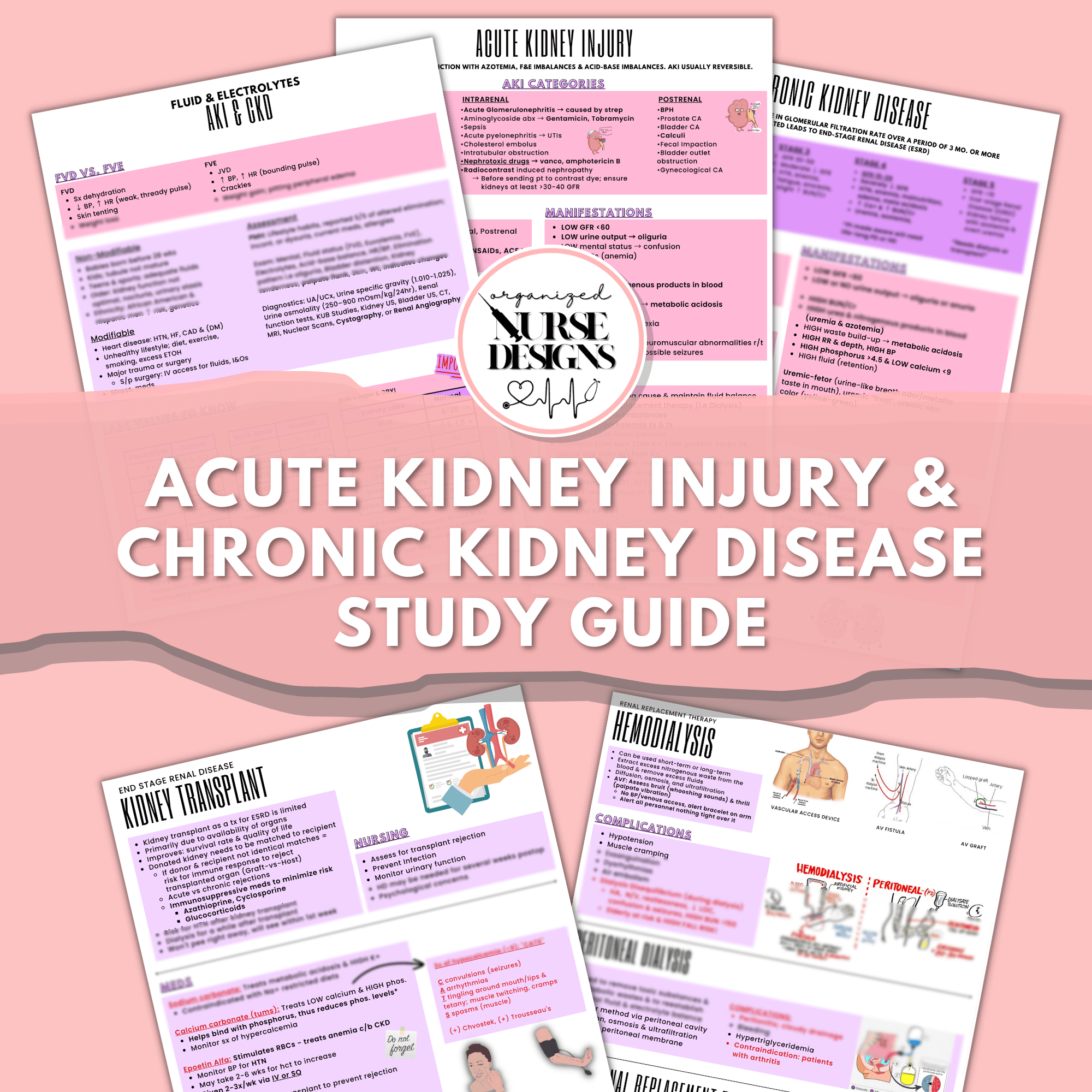 Kidney Nursing School Study Guide, Nursing School Notes, Printable PDF ...