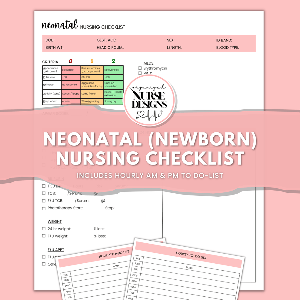 Newborn Nursing Assessment Checklist Newborn Nurse Report Sheet OrganizedNurseDesigns