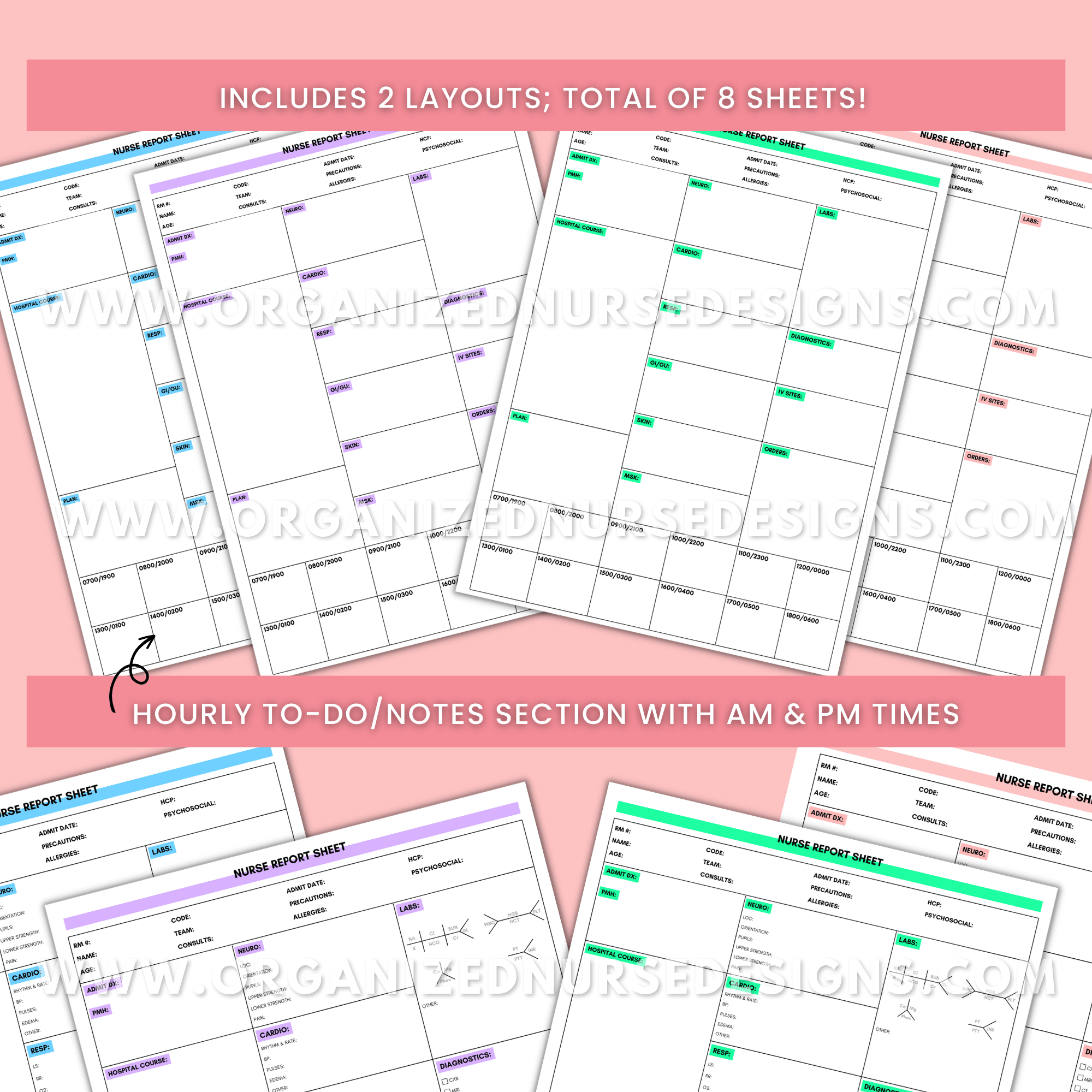 med surg nurse report sheet, ICU nurse report sheet, clinical nurse report sheet, hourly to-do list