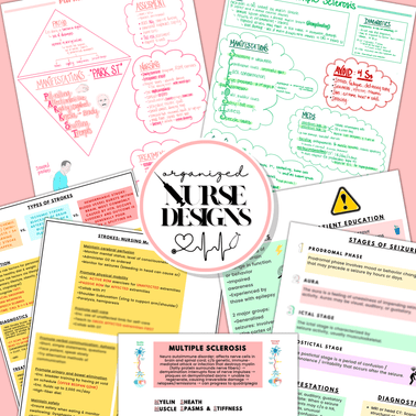 parkinson's, multiple sclerosis, stroke, seizures nursing school notes, nursing school study guide