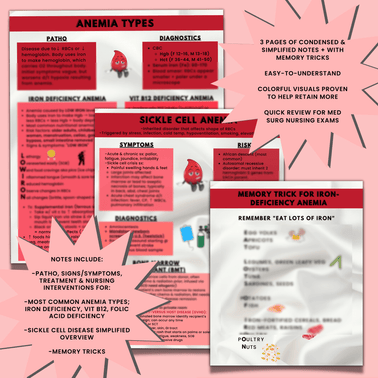 Anemia Study Guide with Practice Questions for Nursing Students by OrganizedNurseDesigns