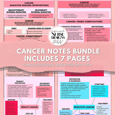 Cancer Nursing School Notes Study Guide for Nursing Students by OrganizedNurseDesigns