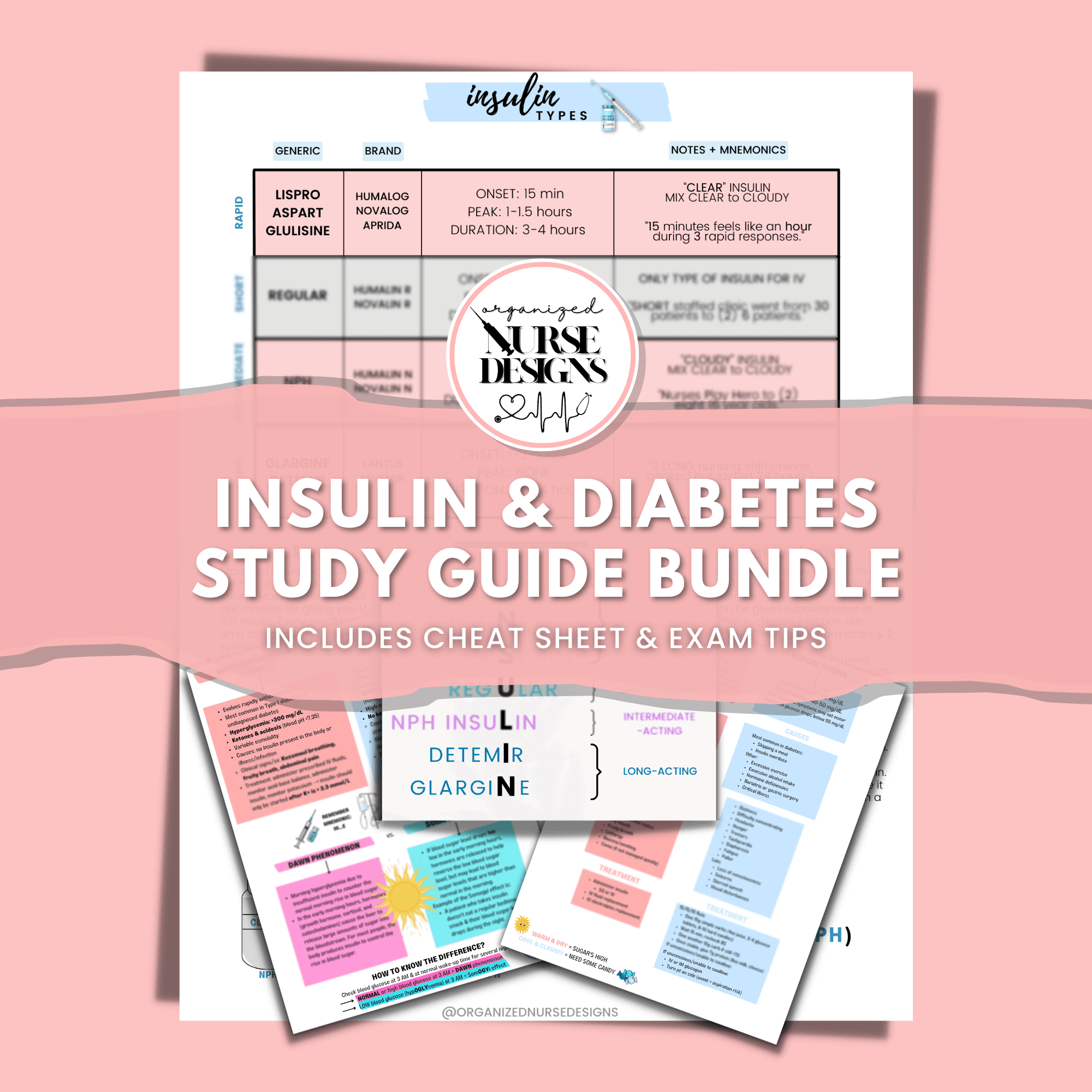Insulin & Diabetes Notes Bundle for Nursing Students by OrganizedNurseDesigns
