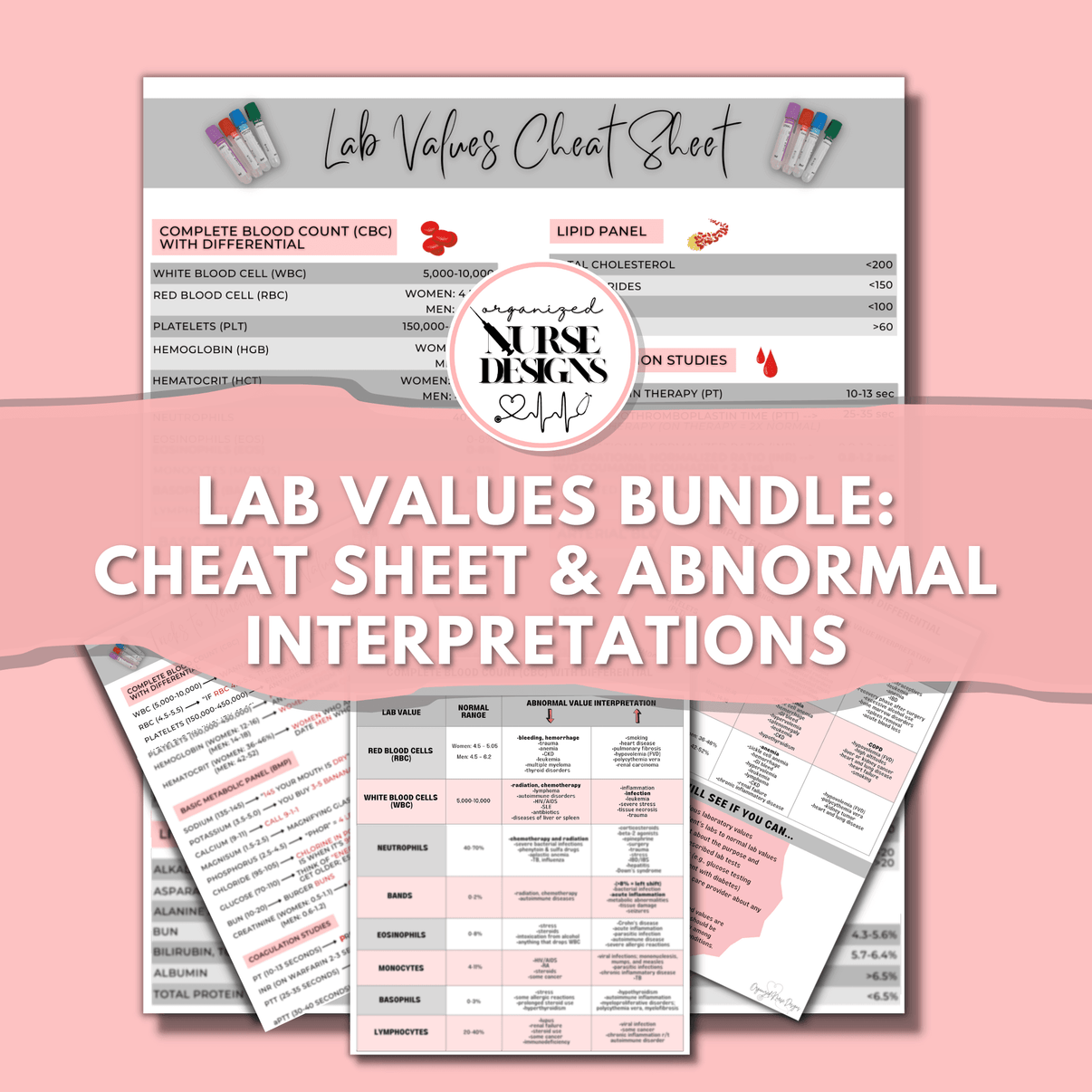 Lab Values Nursing Cheat Sheet Study Guide - BONUS Electrolytes Cheat ...