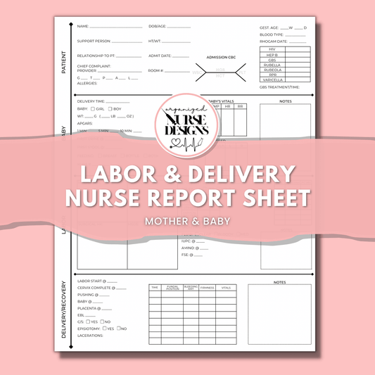 Labor and Delivery Nurse Report Sheet | OB/Maternity for Nursing Students by OrganizedNurseDesigns
