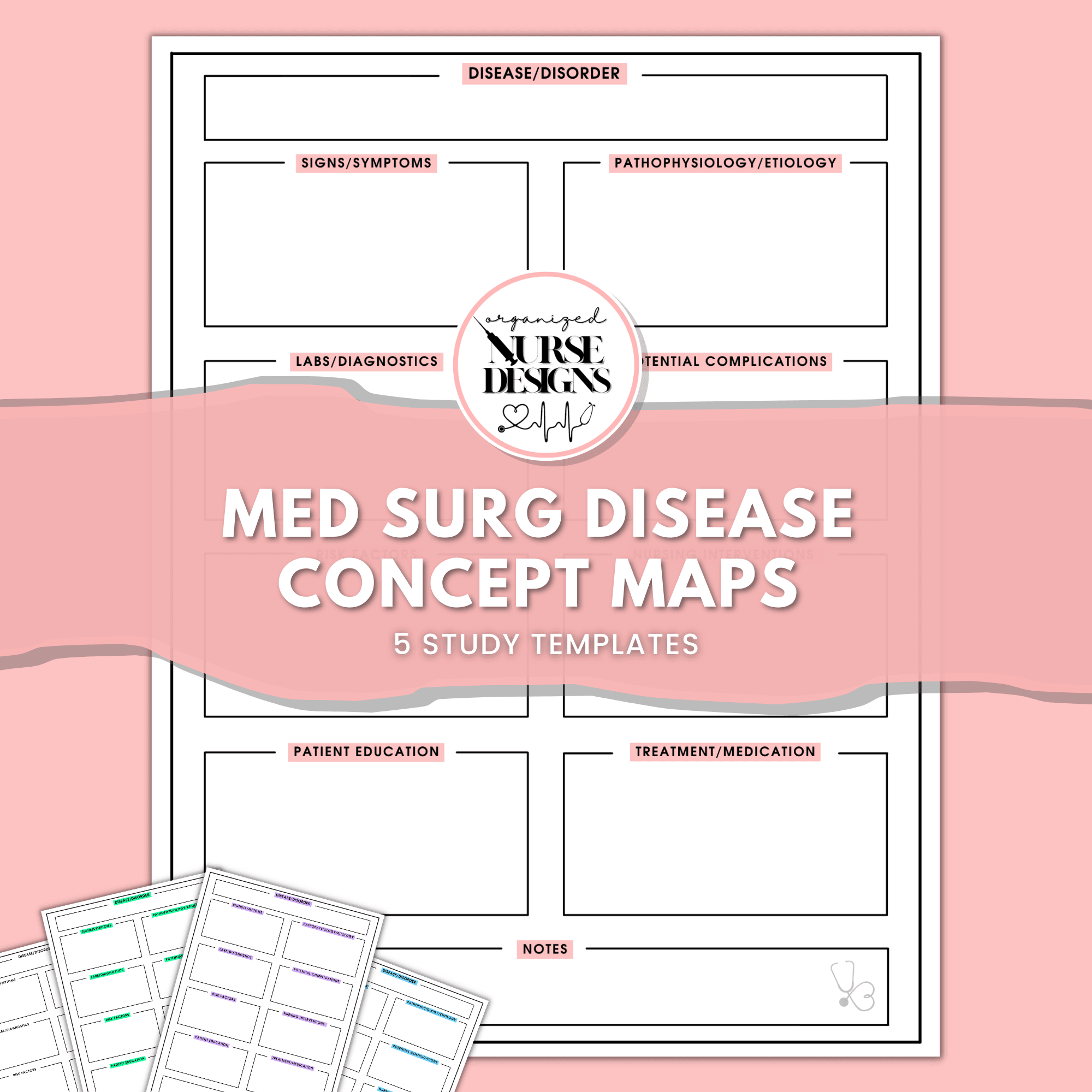 Med Surg Disease Nursing Concept Maps for Nursing Students by OrganizedNurseDesigns