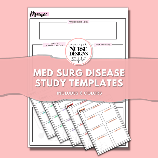 Med Surg Disease Study Templates for Nursing Students by OrganizedNurseDesigns