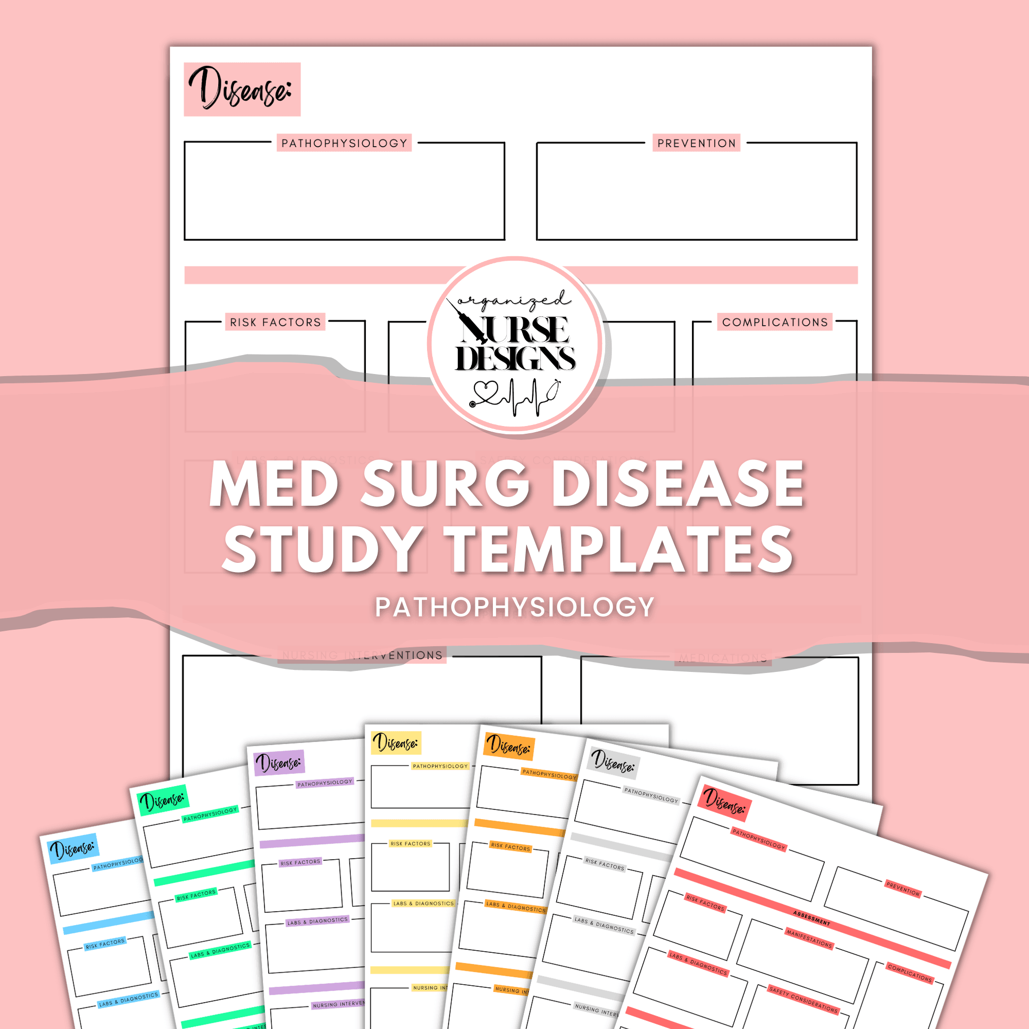 Med Surg Pathophysiology Disease Templates for Nursing Students by OrganizedNurseDesigns