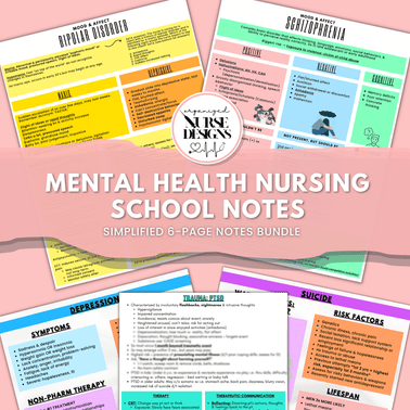 Mental Health Nursing School Notes | 6-Page Bundle for Nursing Students by OrganizedNurseDesigns