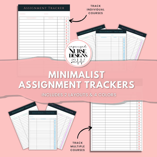 Minimalist Homework Trackers for Nursing Students by OrganizedNurseDesigns